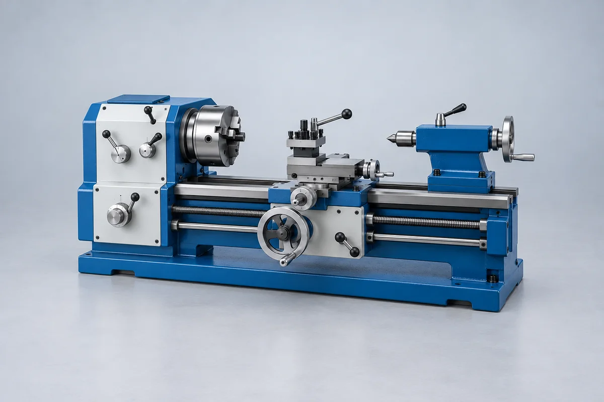 A precision machining centre and metal workpiece.
